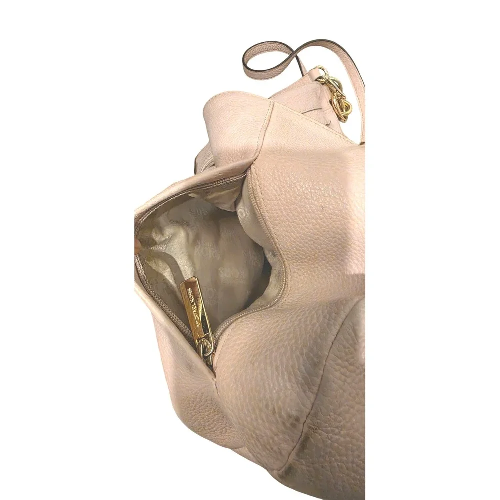 Hobo Bag Michael Kors Pebbled Leather Gold Hardware Womens Pink 35S6GEQL3L